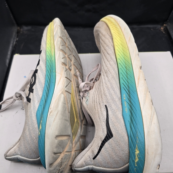 Hoka Beige Shoes with Yellow and Blue Gradient‎ Sole - Picture 5 of 7